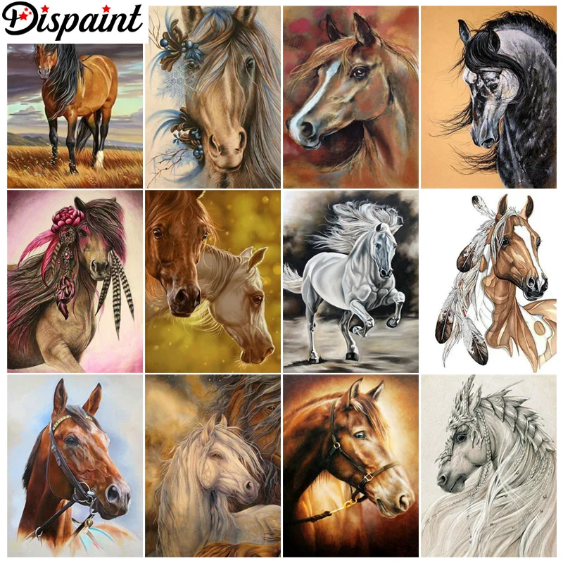 

Полноформатная алмазная живопись Dispaint «лошадиное животное», картина Стразы 5D, алмазная вышивка, вышивка крестиком, Декор