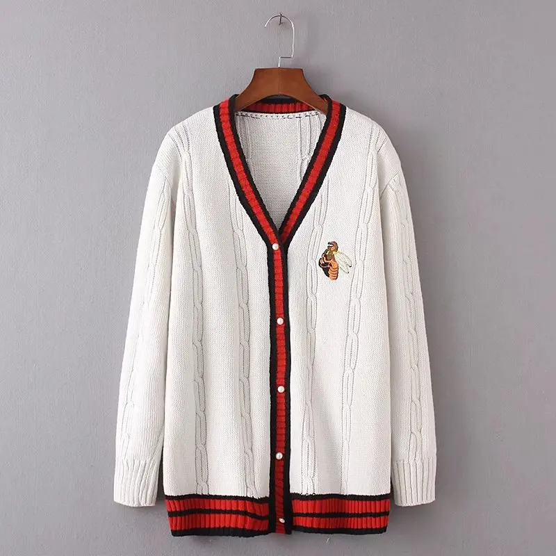 Женский кардиган с принтом животных свитер v-образным вырезом верхняя одежда