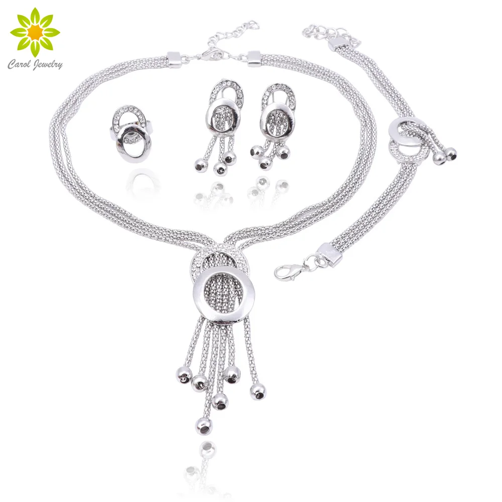 Модный Ювелирный Набор нигерийский Дубай серебряное ожерелье серьги набор