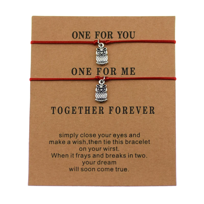 

2 шт./компл. Lucky винтажные Подвески в виде животных Совы пара браслет с совами для мужчин и женщин любовь дружба ювелирные подарки