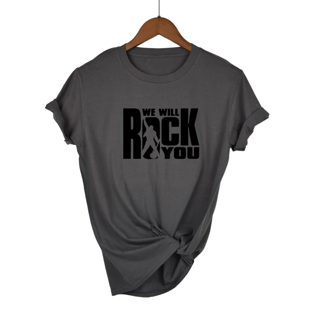 We Will Rock You Женская Футболка Летний стиль королева рок группа футболка короткий рукав хлопок рок-ролл женские топы