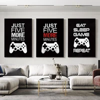 abstract just five more minutes game canvas painting posters and prints gamer joystick symbols wall pictures for boys room decor