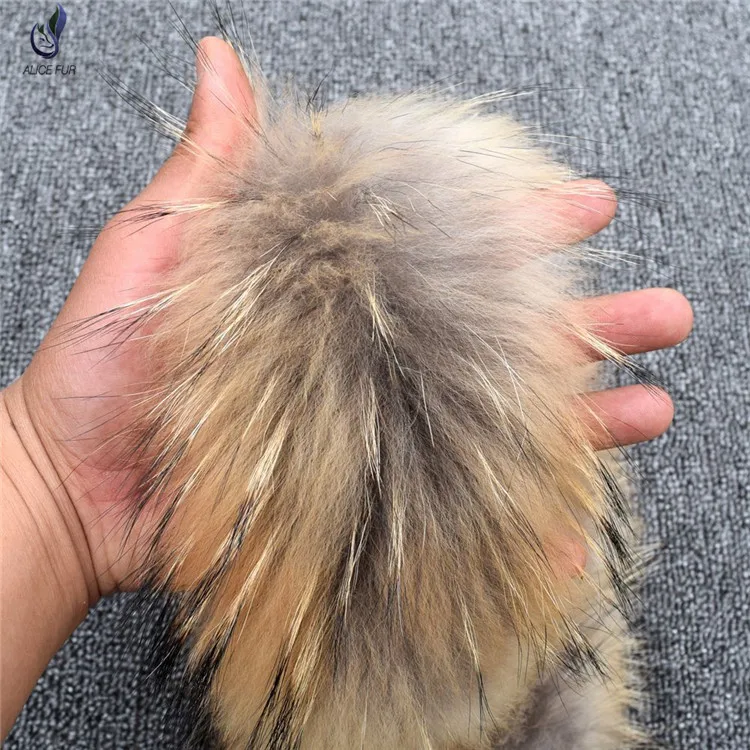 Фабричная Оптовая поставка пушистая отделка из натурального меха енота для