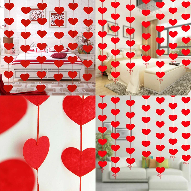 

Fashion Hanging Decoration Red Heart Engagement Love Strings Party Valentines Day