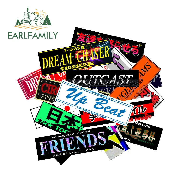 

EARLFAMILY 13cm for Japanese JDM Slap Car Stickers Trunk Windows Vinyl Car Wrap Decal Windshield Motorcycle Campervan Decor