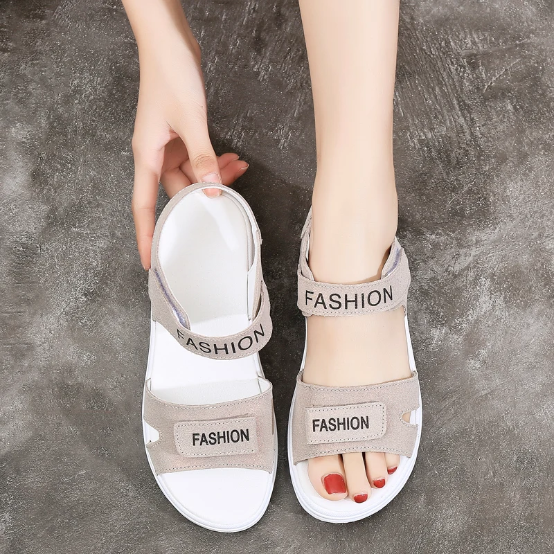 Сандалии женские замшевые на платформе Модные дышащие пляжные туфли роскошная