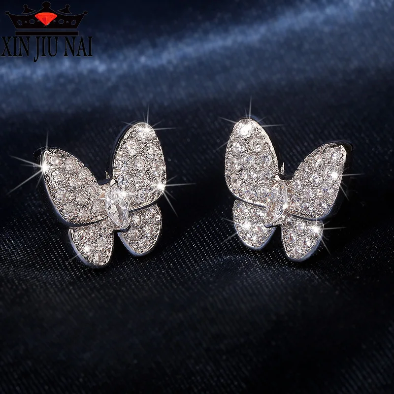 

New Korean wave diamond inlaid Butterfly Earrings charming, elegant and lovely women's luxury brand jewelry