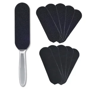 Двусторонняя пилка для педикюра, инструменты для педикюра, 10 шт. сухой шлифовальной бумаги, средство для удаления омертвевшей кожи ног, набор пилок для педикюра