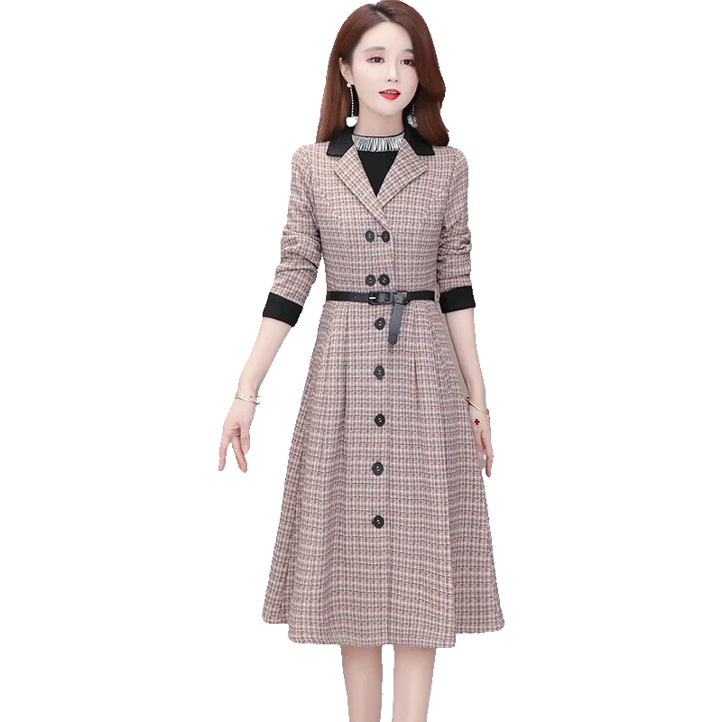 

Fashion trend dress autumn and new lady 2020 foreign style high end mom suit collar trench coat A-line skirt