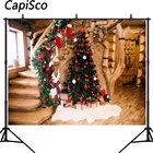 Capisco Рождественский деревенский деревянный дом Рождественская елка Новорожденный ребенок интерьерная фотография Фон портрет фото студия
