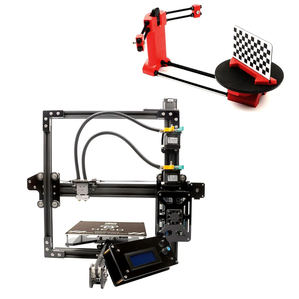 Двойной экструдер 2in2out Reprap flex алюминиевый экструзионный 3d Принтер Комплект 2 рулона нити 8 Гб SD карты ЖК-дисплей в подарок - Цвет: printer with scanner