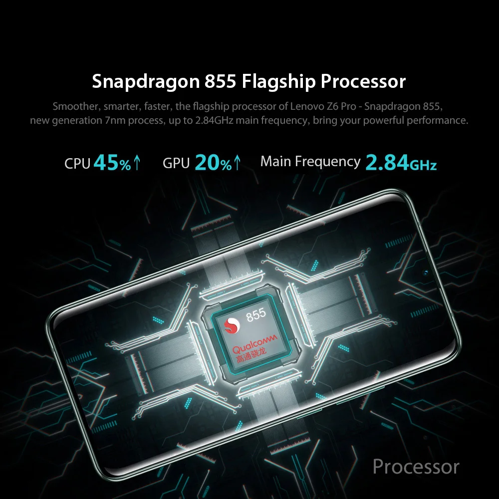 Глобальная прошивка смартфон lenovo Z6 Pro Snapdragon 855 мобильный телефон 8 ГБ 128 2340*1080 6,3" OLED Экран 48MP AI 4 Камера 4000 мА-ч
