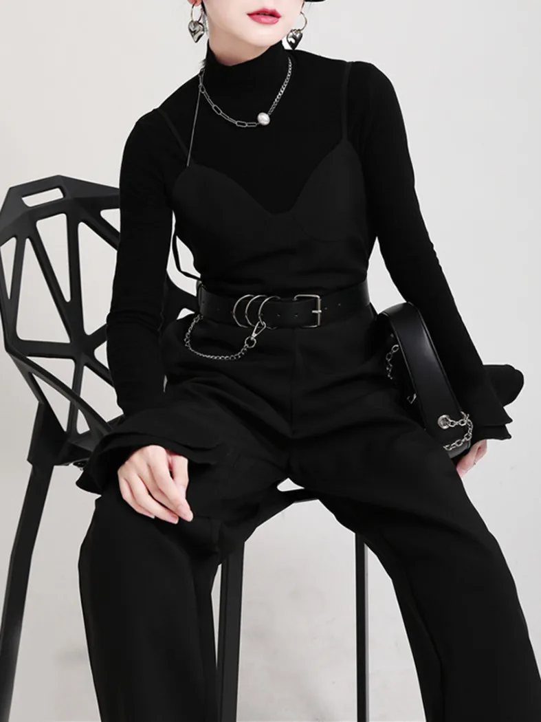 

Women's Black Jumpsuit 2021 New Straight Overalls, Casual Trousers, Wide-leg Women's Autumn Winter Fashion High-quality Pants