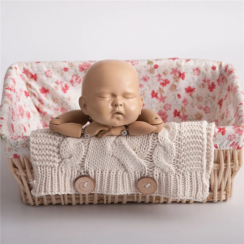 

Y1QF Newborn Photography Prop Crochet Knit Sleepsack Soft Cotton Baby Sleeping Bag Photo Shooting Posing Cushion Mat Blanket
