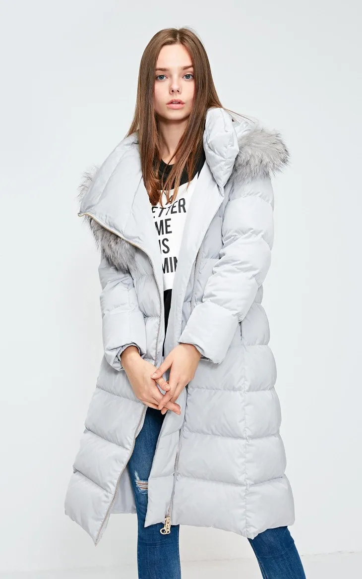 Vero Moda женский 90% белый утиный пух Талия молния с капюшоном мех енота длинный пуховик парка пальто | 318412532