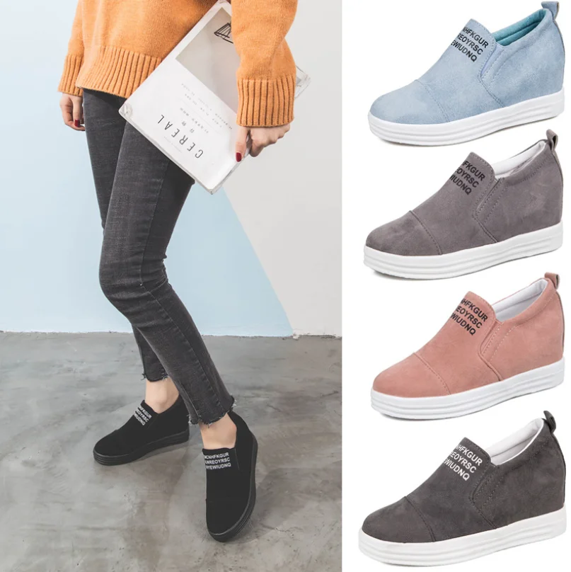 Туфли женские на плоской платформе дышащие без застежки круглый носок лоферы