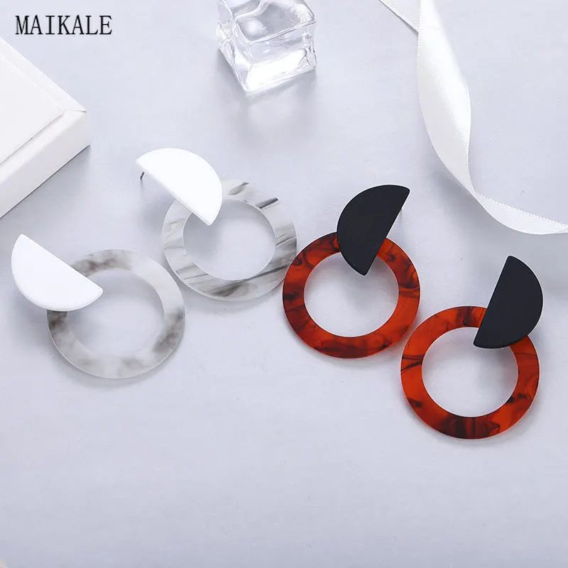 Женские простые серьги подвески MAIKALE круглые из ацетата Богемские Этнические