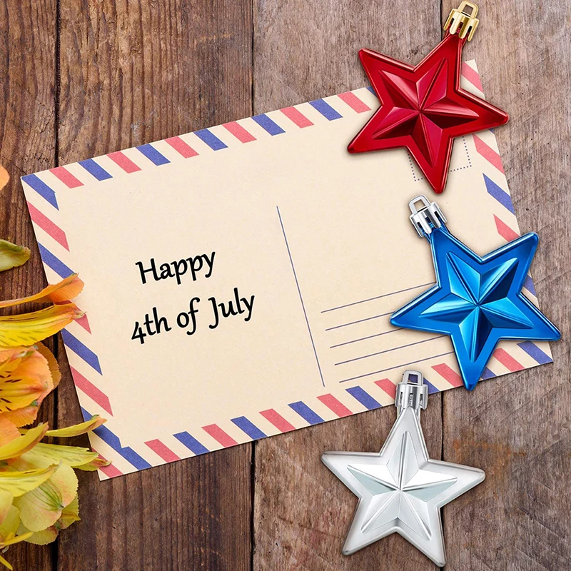

24Pcs July 4th Independence Day Hanging Five-pointed Star Christmas Tree Pendant