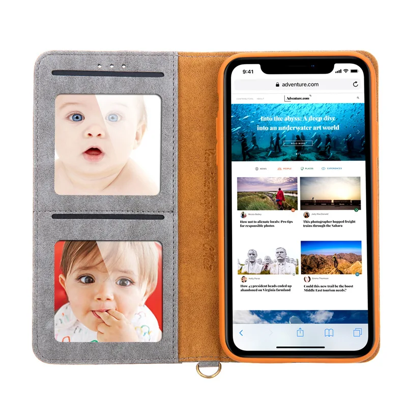 Чехол для iPhone XR Xs Max 11Pro роскошный двухсторонний держатель карт Магнитный флип