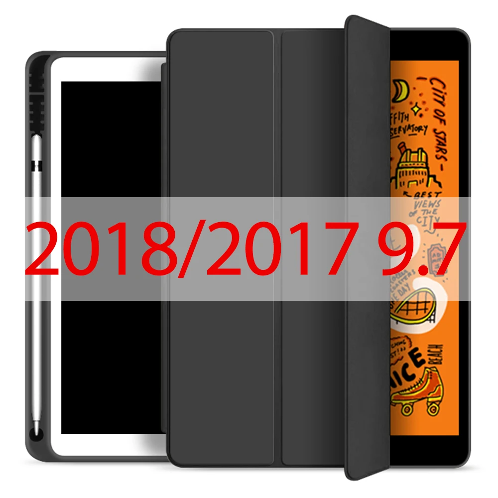 black 2018 2017 Чехол для Ipad чехол для Ipad Air 10,5 дюймов / Новинка с держателем для карандашей кожаный чехол для IPad MINI 5 Чехол Pro 11 - Цвет: black 2018 2017
