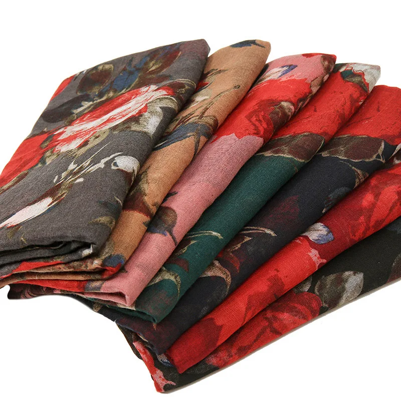 Шарф из вискозы с цветочным принтом Для женщин длинные шарфы больших Размеры