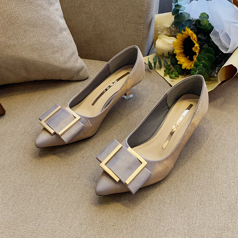

Casual Heels Shallow Mouth Slip On Fine Heeled Shoes Branded Pumps Pointed Wedge Sandals Ladies Lace-Up Comfortable 3cm Slip-On