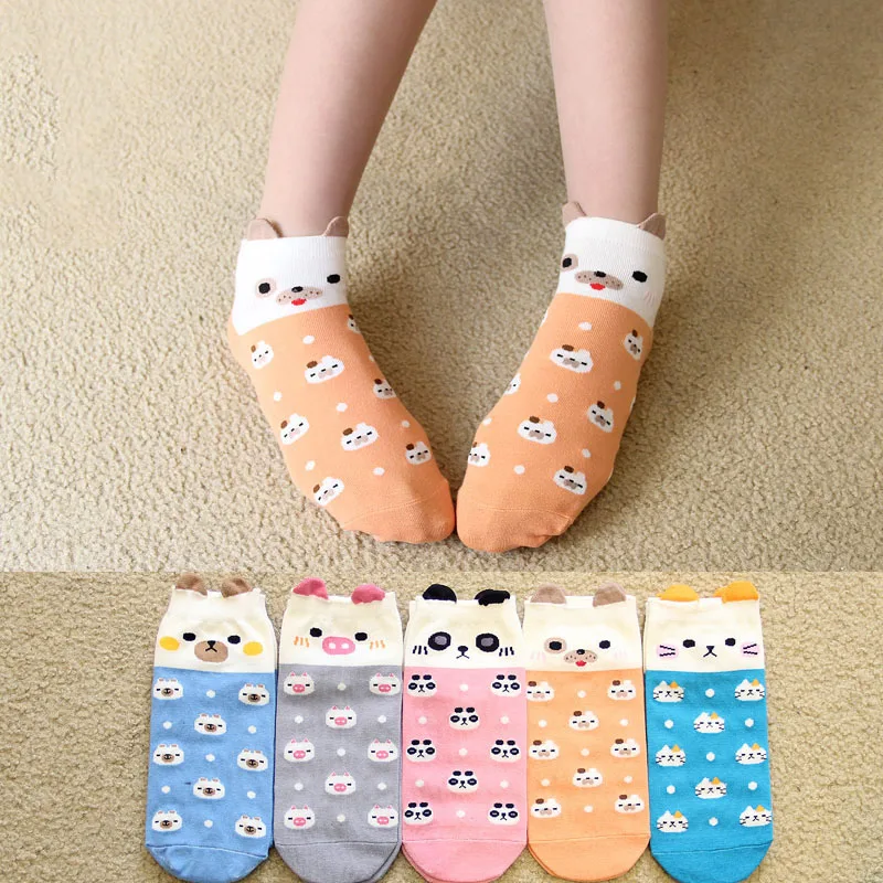 

6 Pairs Women Socks Cute Animal Socks Summer Embroidery Pig Cute Sockshop Deodorant Comfort Casual Cartoon Cute Sock Girls Meias