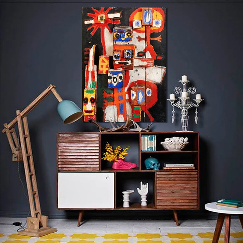 

Abstract Graffiti Art Karel Appel Masterpiece Questioning Children Canvas Painting Posters And Prints for Living Kids Room Decor