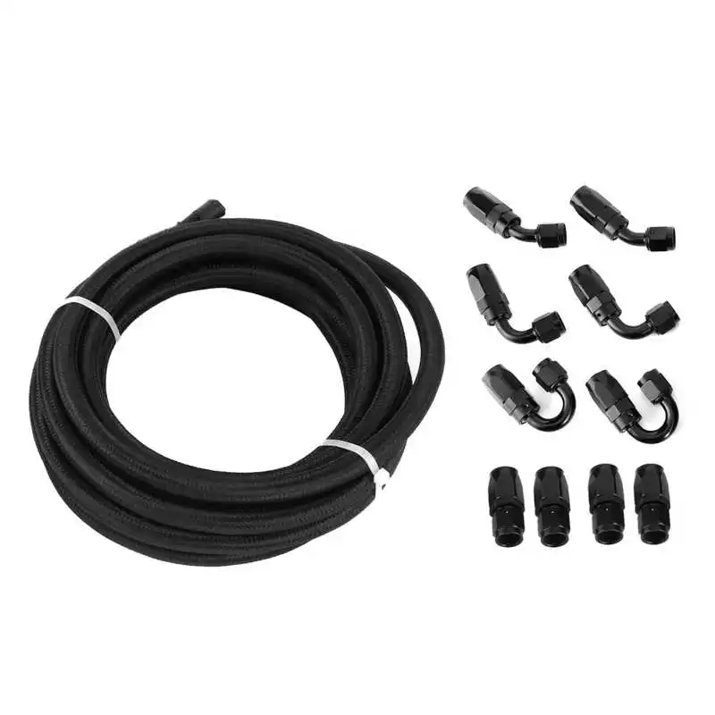 

5m Fuel Line Oil Horse AN6 Nylon Braided Pipe Tube with 10 Connector End Fitting Kit Fuel System Line