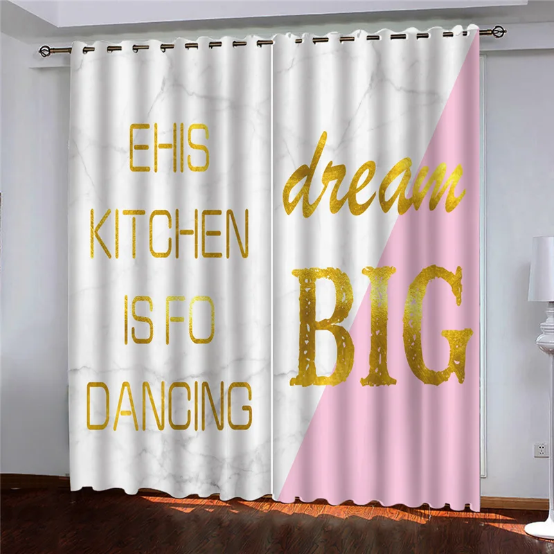 High Quality Blackout Curtains Luxury Living Room Bedroom English Words Printing Thermal Drapes | Дом и сад