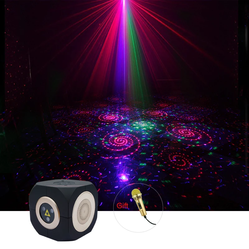 Sharelife 3 in 1 Mini RGB Gobos Light + Bluetooth TF Speakers +Music Box KTV Home DJ Party Laser Stage Lighting DP8