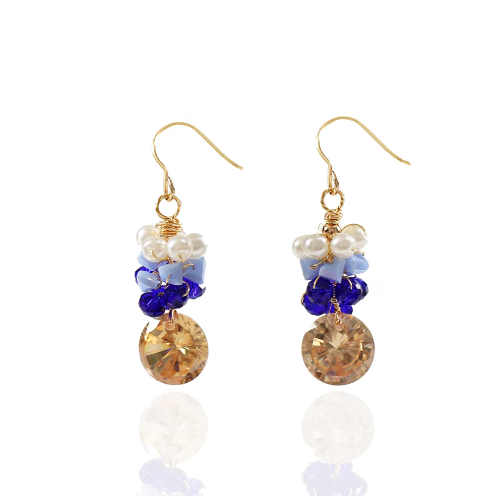 

LANFLORA new colorful Crystal earrings handmade women earrings fashion copper alloy earrings for girlfriend birthday gift