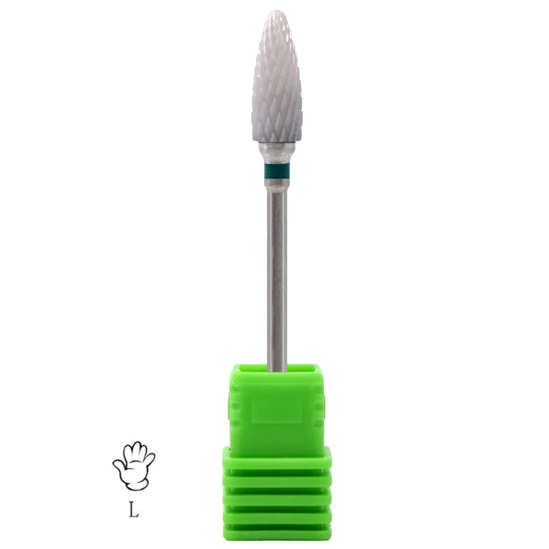 Left Handed Person Used Bullet Shape White Zirconia Cutter Ceramic Nail Drill Bit Burs