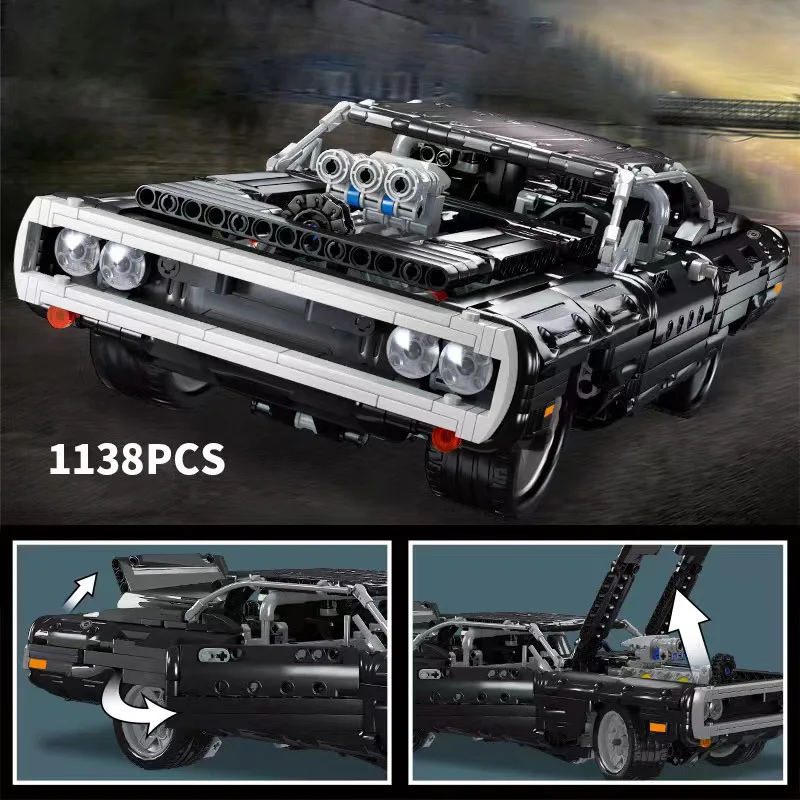 

Technic Супер гоночный мышечный автомобиль, Спортивная модель, Совместимость с 42111 кирпичами, сборные игрушки, подарок для мальчиков