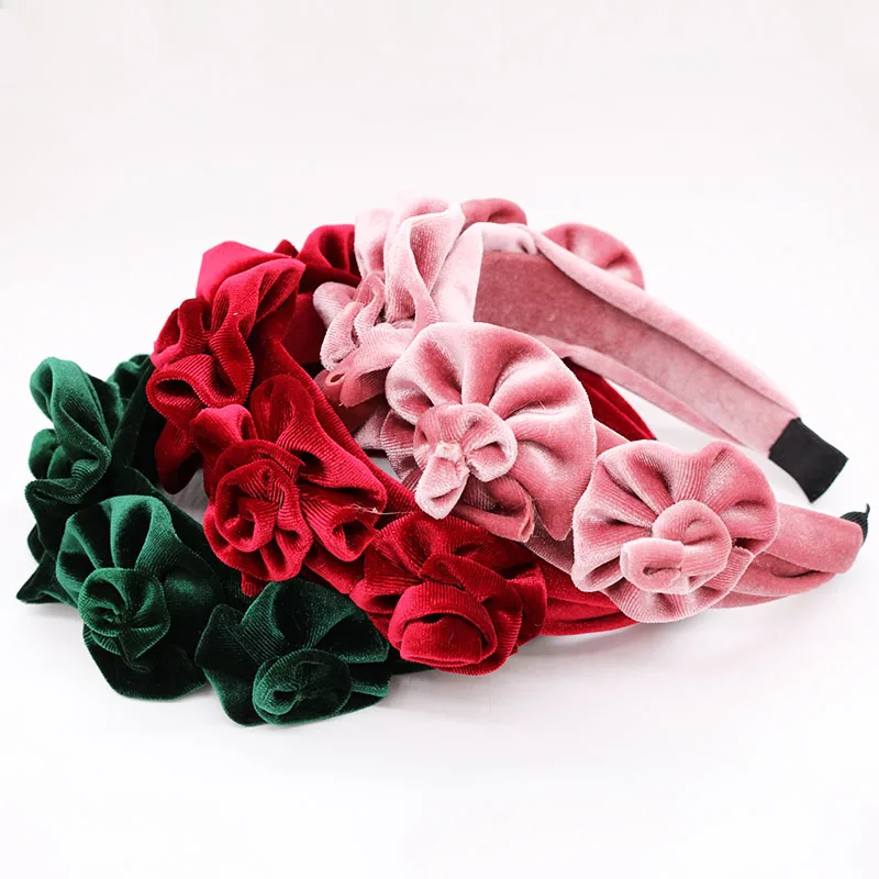 Ретро цветок свадебный Декор бархат ролл слой розы украшения на волосы резинки