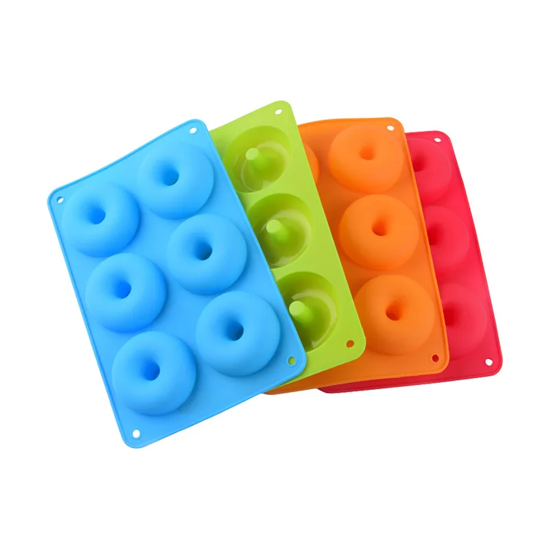 6 Cavity Doughnut Mold Round Chocolate Pastry Bread Silicone Reusable DIY Baking Tray Donut Maker Dessert Making Tool | Дом и сад