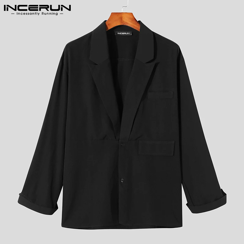 INCERUN Tops 2022 Korean Style New Men's Stitching Personality Trend Fashion Casual Streetwear Brand Long-sleeved Shirts S-5XL