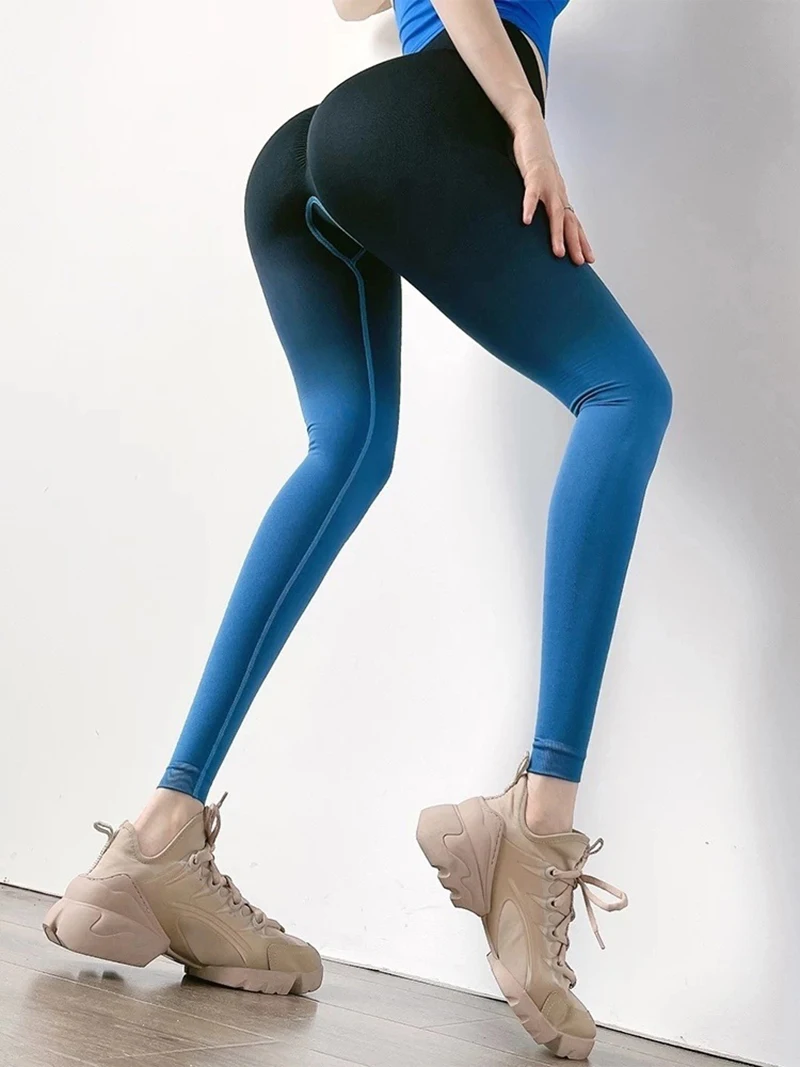 Seamless Yoga Pants Women Fitness Gradient Push Up Leggings Running Jogging Tummy Control Booty Sport Yoga Gym Training Leggings