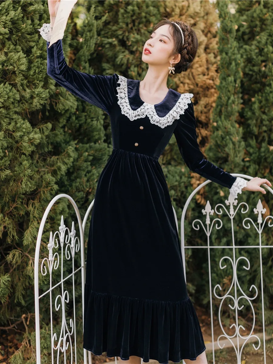2020 Новая мода Женская одежда Осенне зимняя обувь кружевное платье платья|Женские