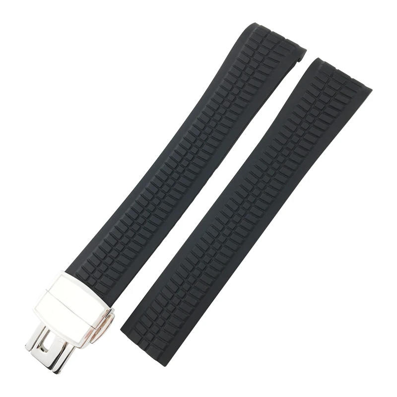 21mm Curved End Metal pins Rubber Silicone Watch Band Fit For Patek PP Philippe AQUANAUT 5167A Black Brown Green Blue Soft Strap