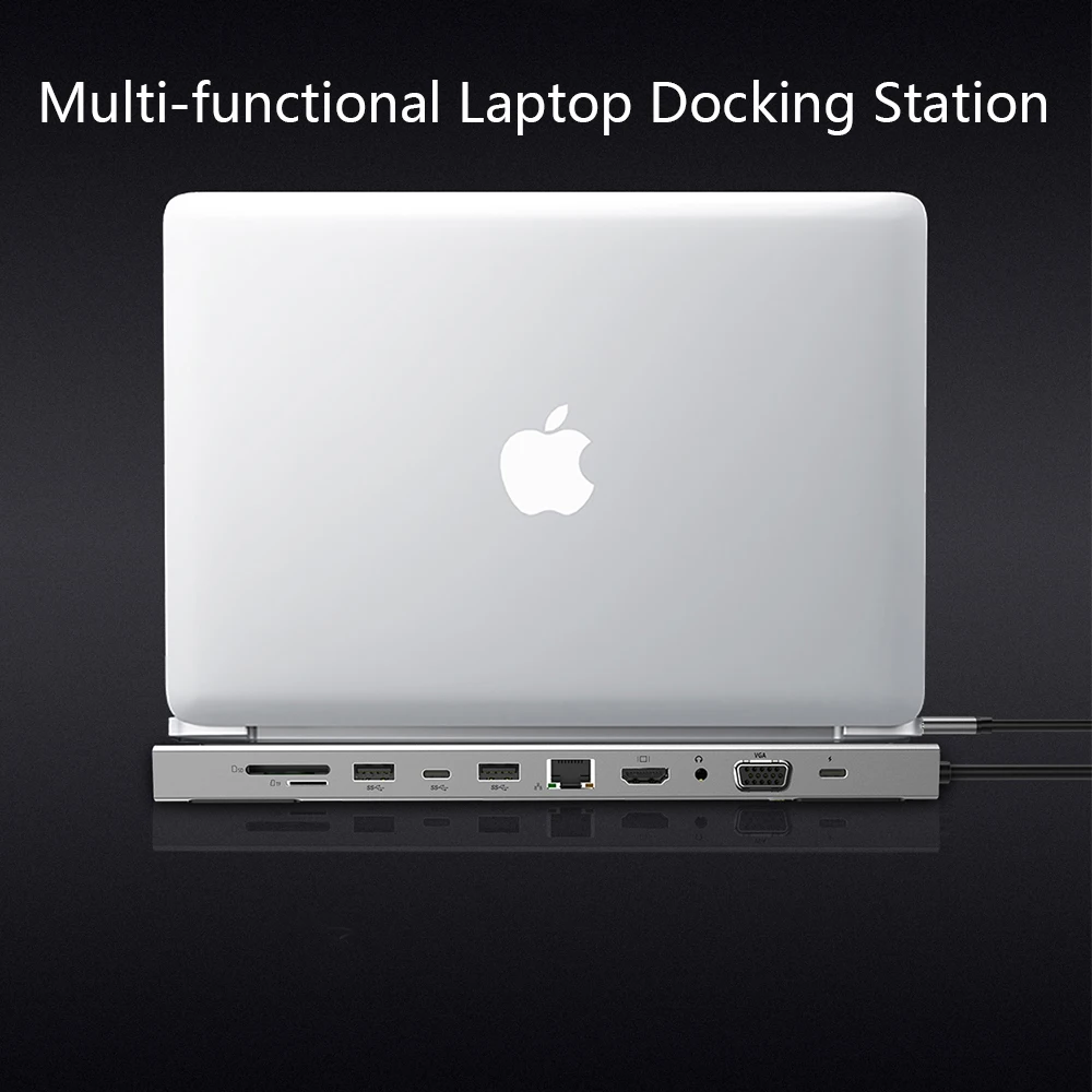 

11 in 1 USB C Laptop Docking Station Type C to HDMI VGA RJ45 Ethernet USB 3.0 SD/TF Card Reader With PD Charging For Macbook Pro