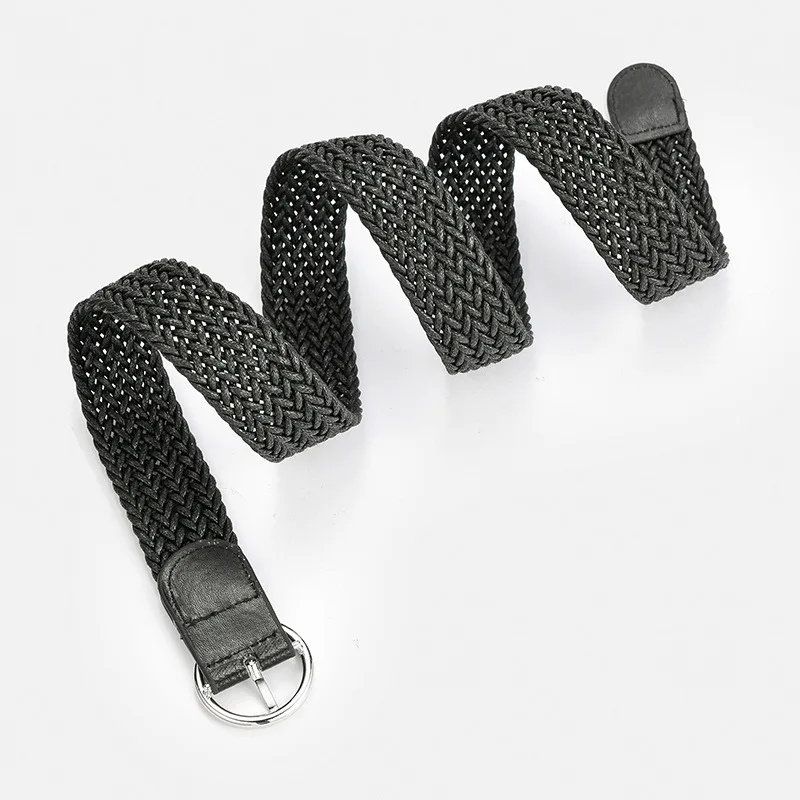 

Wax Rope Braided Waistband Twist Woven Belt Fashion Casual Female Belt Candy Color Alloy Round Buckle For Jeans Dress Waist Belt