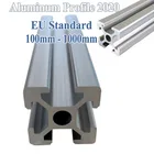 Экструзия алюминиевого профиля 2020, длина от 100 мм до 1000 мм, анодированная линейная направляющая европейского стандарта для верстака с ЧПУ для 3D-принтера