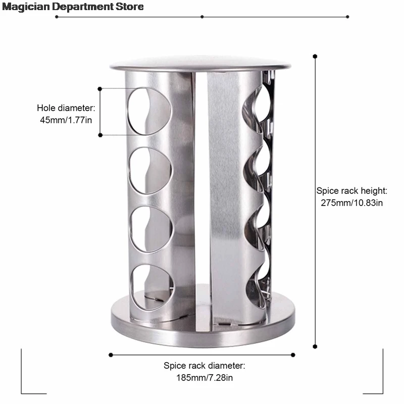 

Seasoning Organizer Private Kitchen Household 20 Heads Container Seasoning Jar Storage Management Stainless Steel Easy To Clean