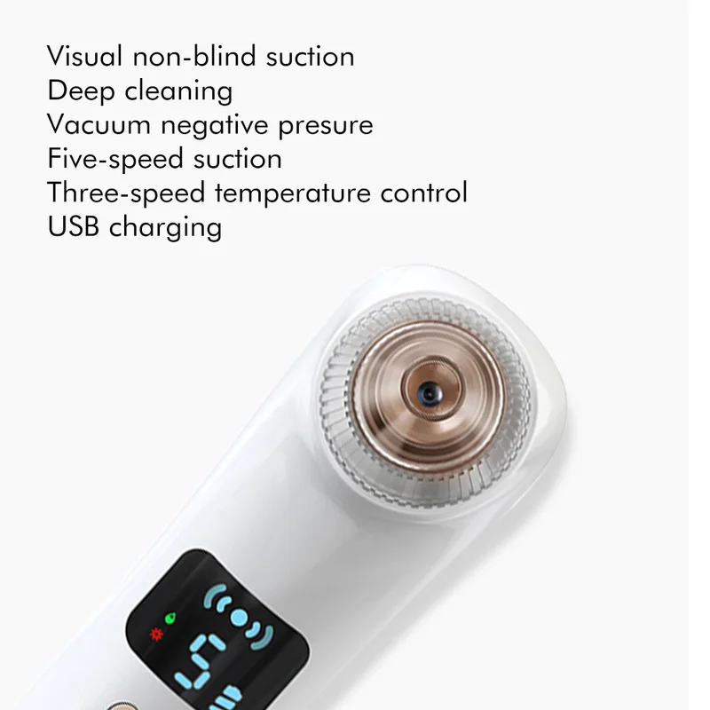 

USB LED Display Visual Blackhead Suction Device Five-speed Electric Vacuum Negative Pressure Pore Cleaner Hot Compress