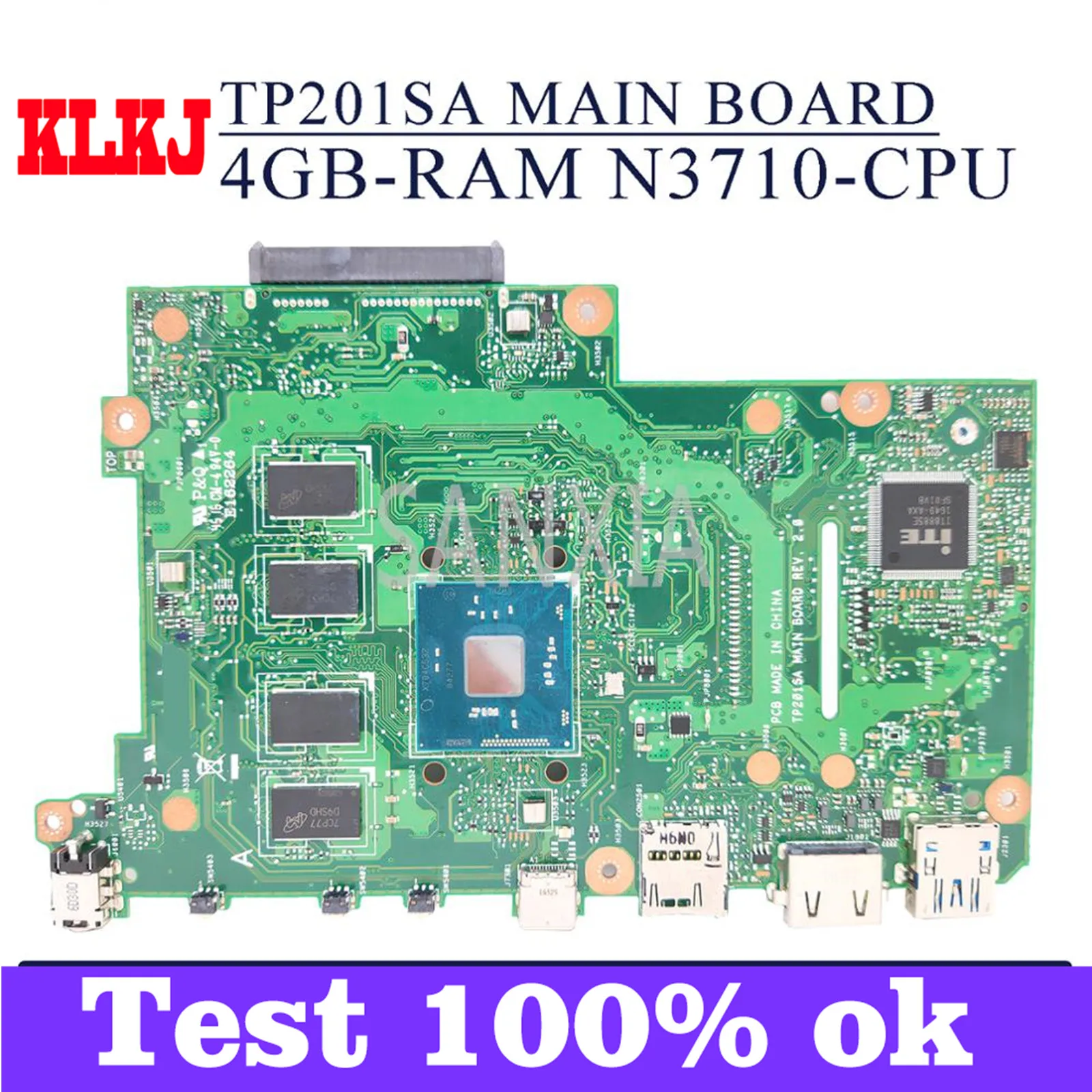 

KLKJ TP201SA материнская плата для ноутбука ASUS TP201SA оригинальная материнская плата 4GB-RAM N3710-CPU