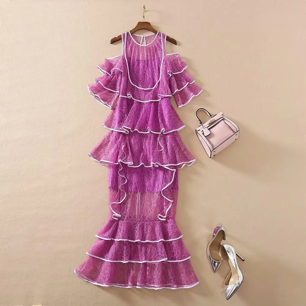 

Europe Style Summer Women's off shoulder lace Chic women party dress C789