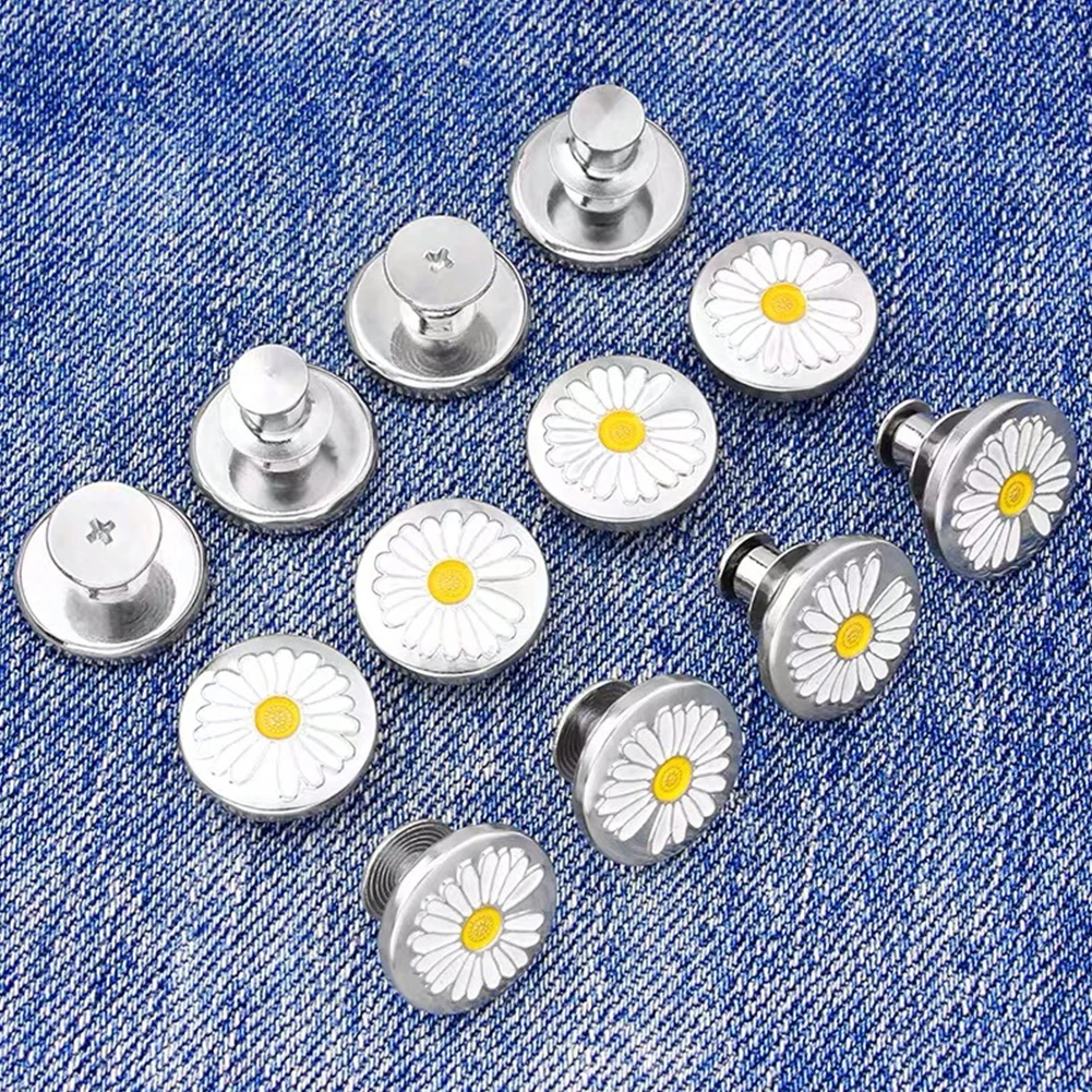 2pcs Little Daisy Buttons For Snap Fastener Clothing Jeans Perfect Fit Waist Metal Sewing DIY Waistband Expander | Дом и сад