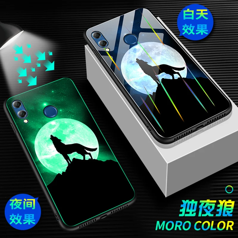 E1 Чехол для телефона для Xiaomi Redmi Note 7, чехол, светящаяся, светящаяся, закаленное стекло, задняя крышка для Xiaomi Redmi Note 7 Pro, чехол, силиконовый - Цвет: E1