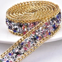 hot fix rhinestone crystal trim decor belt dress shoes bag diy chain multicolor shining sewing ribbon